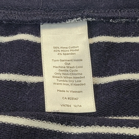 Talbots Cotton Modal Stripe Mini Skirt Black White Drawstring Waist, Size Medium - Picture 14 of 14